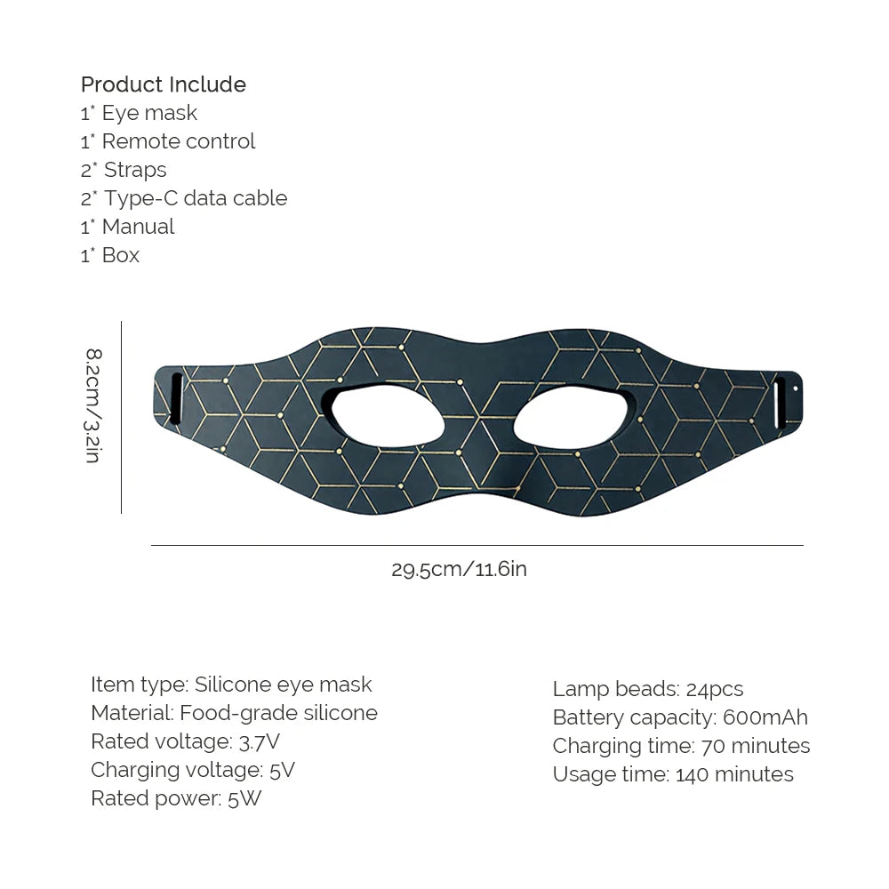 Red Light Silicone Eye Mask 7 Colors LED Photon Flexible Eyes Mask Relieves Eye Fatigue Anti-Wrinkle Dark Circles Wireless Use