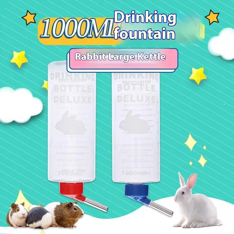 1000ml Large Water Bottle Pets Rabbit Pet Totoro Guinea Pig Water Pet Dispenser Cage Hangable Water Bottle Bowl Pet Supplies