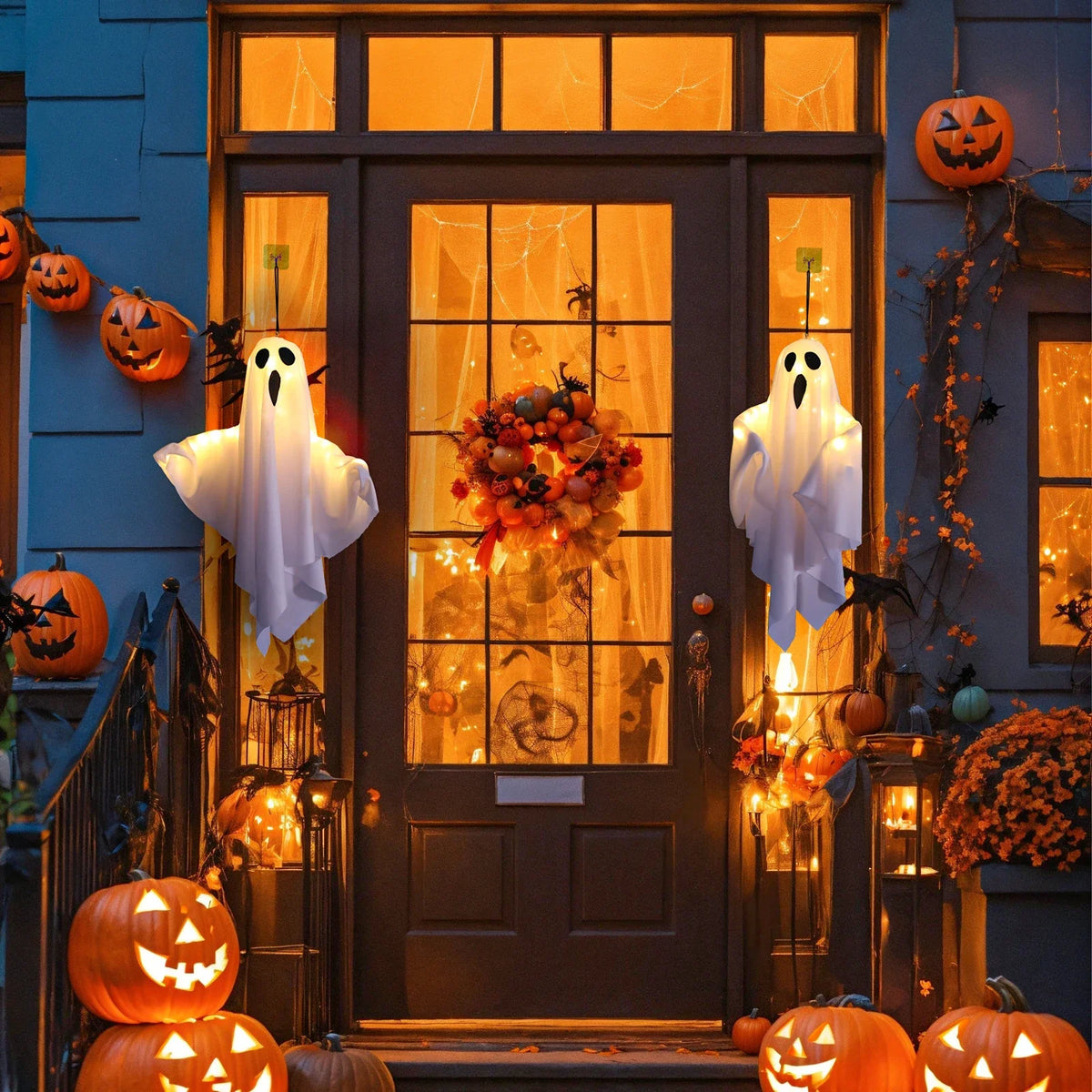 Halloween Decorations Outdoor Indoor Halloween Party Spooky Ghost String Lights LED Fairy Lights Yard Garden Interior Decorate