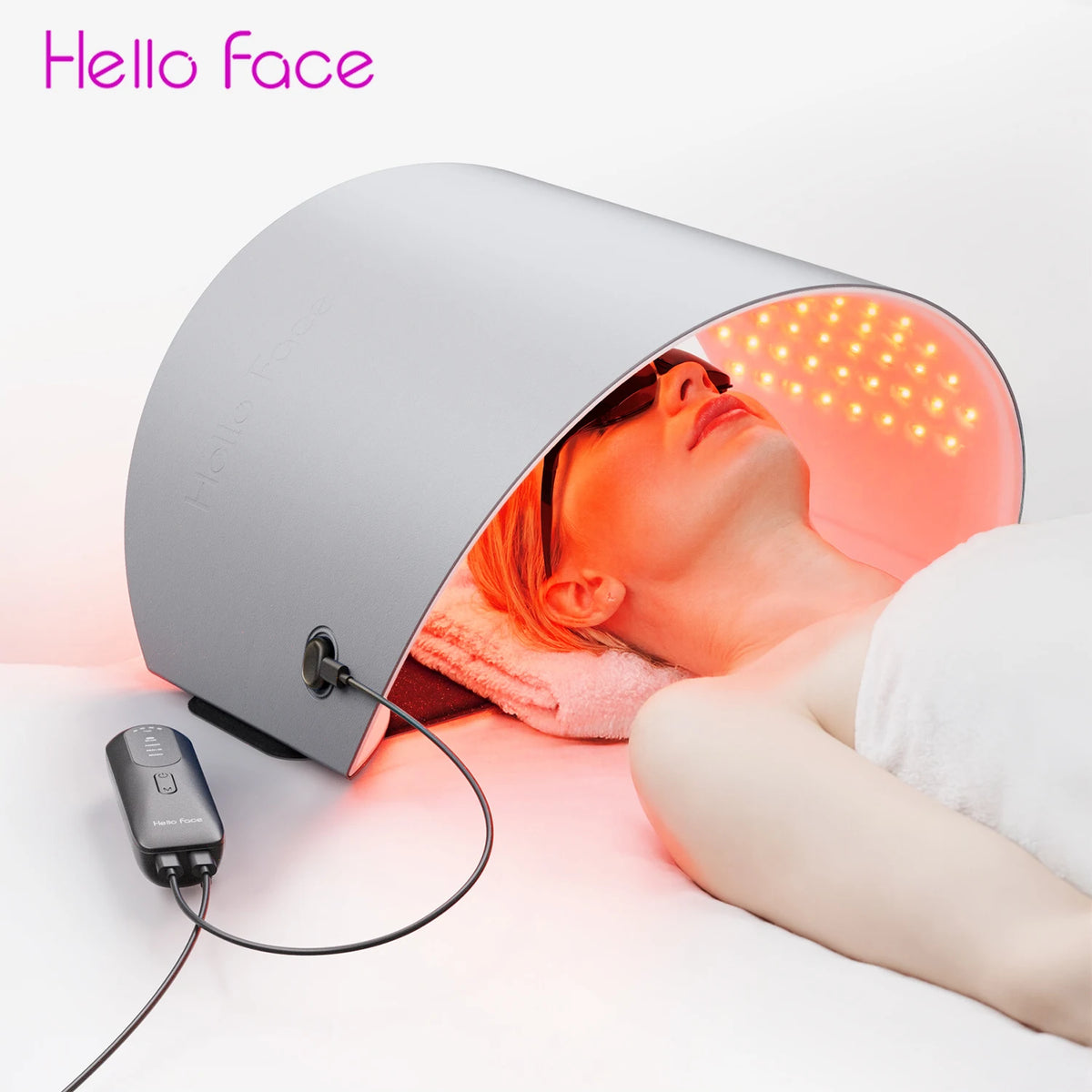 Hello Face Rechargeable Red Light Mask for Face & Neck  Infrared LED Mask Skincare Device for Skin vitality