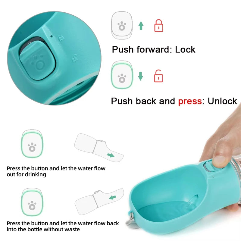 Dog Water Bottle For Pet Dogs Cats Water Feeder Bowls Outdoor Travel Leakproof Puppy Drinking Container Pug Chihuahua Labrador
