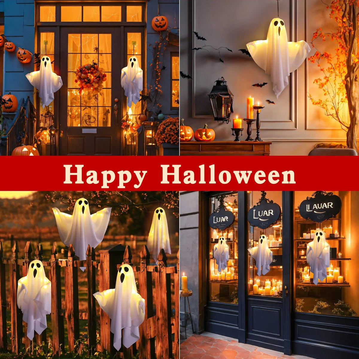 Halloween Decorations Outdoor Indoor Halloween Party Spooky Ghost String Lights LED Fairy Lights Yard Garden Interior Decorate