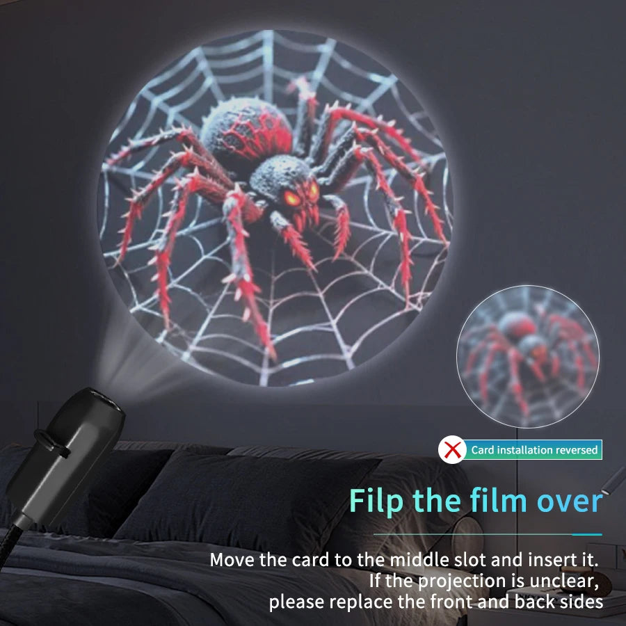 Halloween Led Projection Night Light Pumpkin Ceiling Wall Lamp USB Moon Projector Christmas Atmosphere Mood Light Room Decor