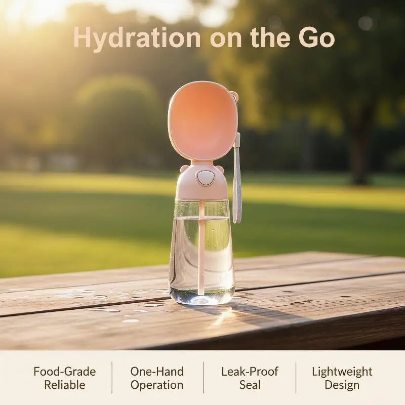 Pet Water Bottle Outdoors 480ml Portable Dog Water Feeder One Hand Operation for Hiking and Daily Walk