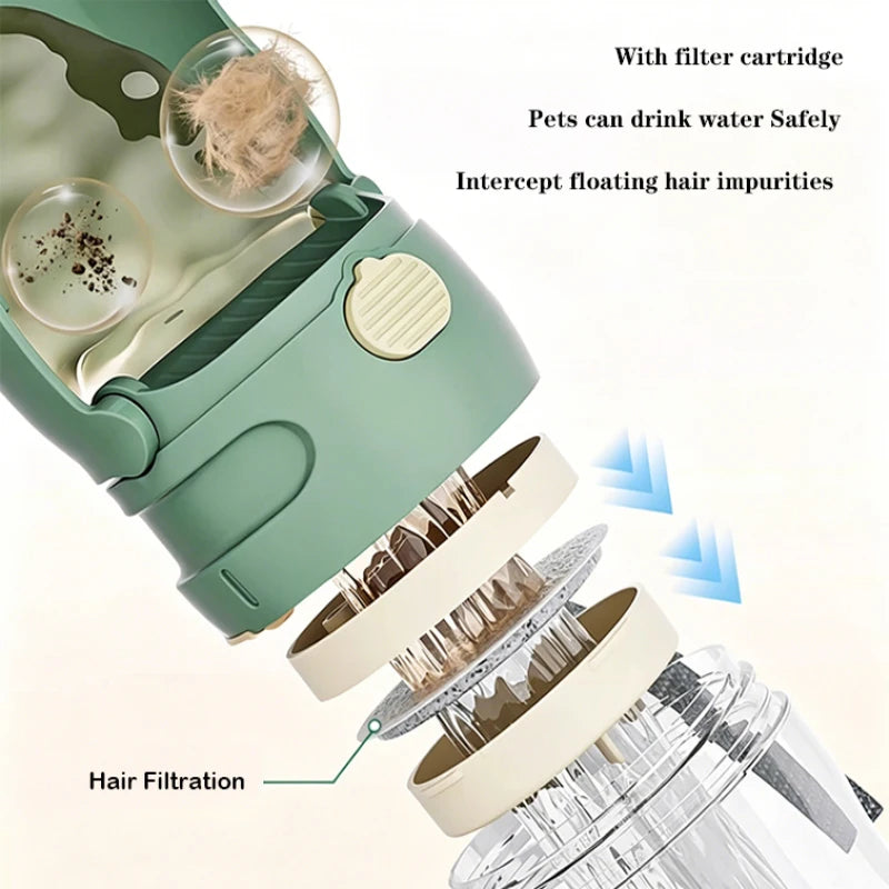 2-in-1 Portable Pet Water Bottle with Food Container - Foldable Travel Dispenser for Dogs & Cats Leakproof Outdoor Hydration