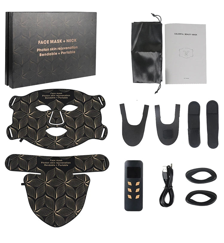 8 Colors LED Face Neck Mask 850nm Near Infrared Red Light Therapy Mask for Skin Tightening Acne Treatment Anti-Aging Wrinkles