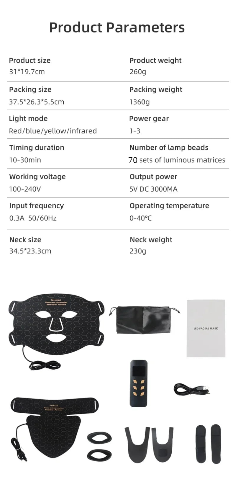 Red Light Face Mask 850Nm Near Infrared Therapy Light Therapy Skin Mask Led Therapy Mask At-Home LED Red Light Therapy Mask