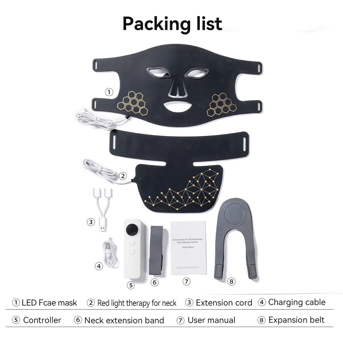 Hello Face Rechargeable Red Light Mask for Face & Neck  Infrared LED Mask Skincare Device for Skin vitality