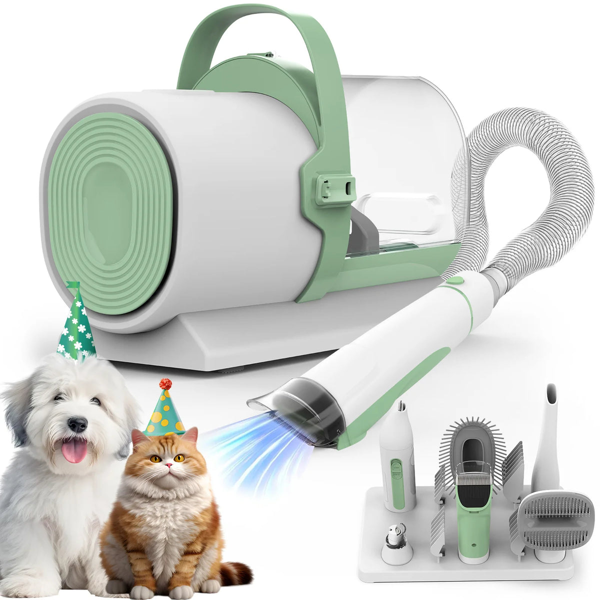 Pet Hair Remover ABS Vacuum and Brush Combo for Dogs and Cats-Multifunctional Electric Grooming Tool
