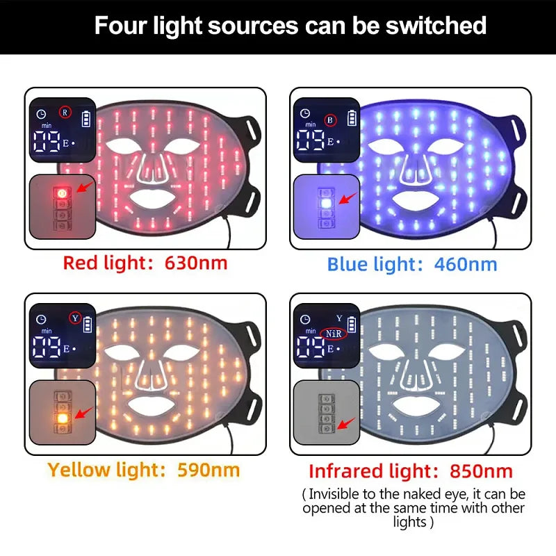 Red Light Face Mask 850Nm Near Infrared Therapy Light Therapy Skin Mask Led Therapy Mask At-Home LED Red Light Therapy Mask