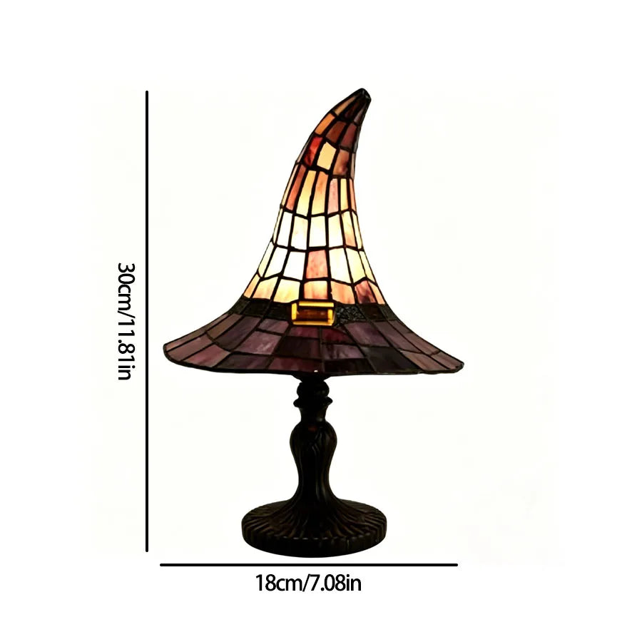 Halloween Witch Hat Magic LED Lights Resin Ornaments, USB Powered Decorative Night Light For Home Party Decor
