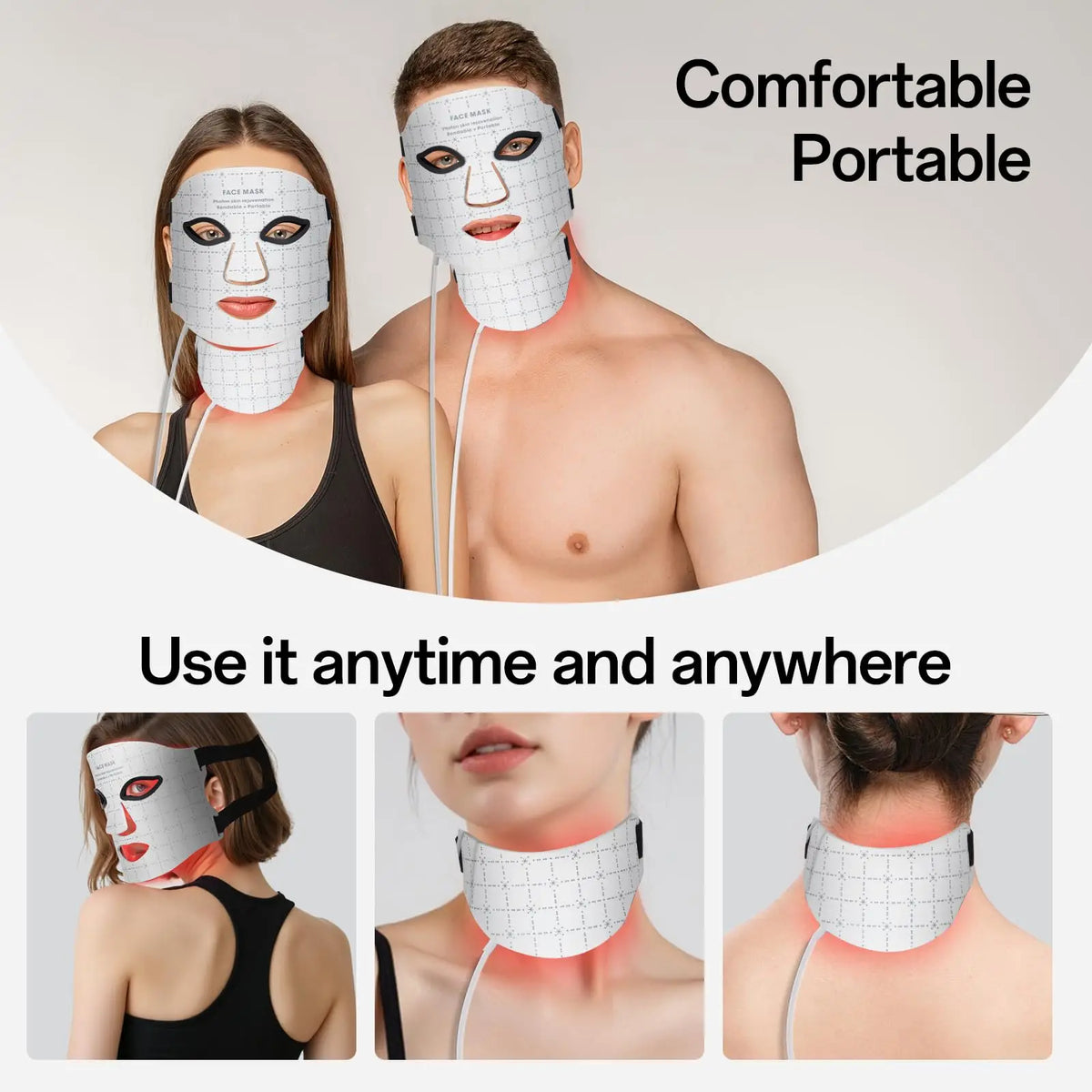 Portable 7 Colors Led Face Mask Skin Care Rechargeable Red Light Therapy for Reduce Wrinkle Acne Facial Care Beauty Device Mask