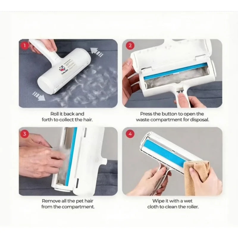 Pet Hair Remover Roller Removing Dog Cat Self Cleaning Lint Pet Hair Remover Pet Hair Remov Cleaning One Hand Operate 2 Sold