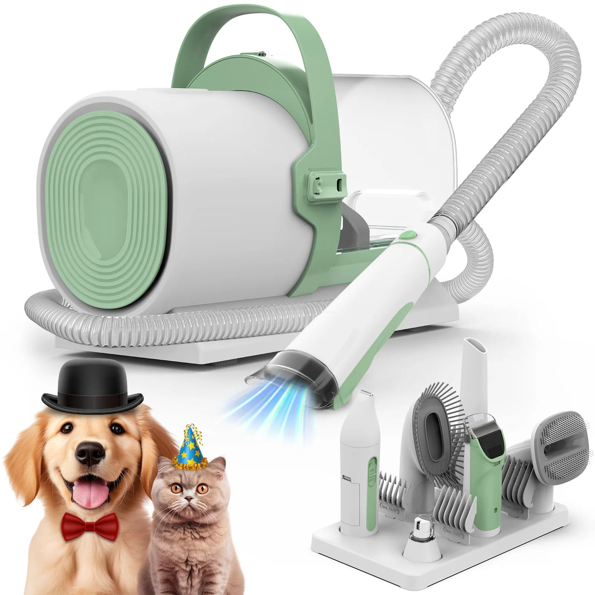 Pet Hair Remover ABS Vacuum and Brush Combo for Dogs and Cats-Multifunctional Electric Grooming Tool