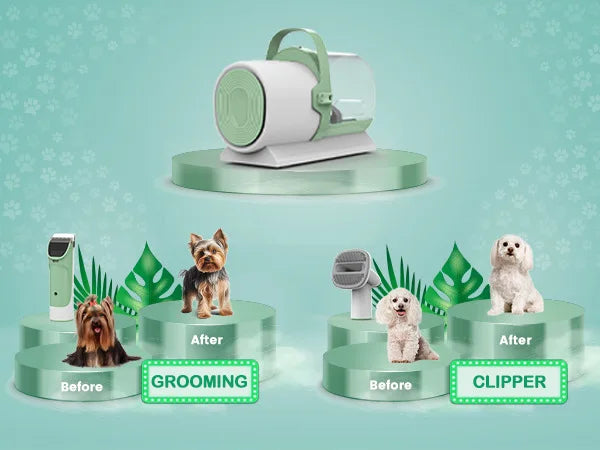 Pet Hair Remover ABS Vacuum and Brush Combo for Dogs and Cats-Multifunctional Electric Grooming Tool