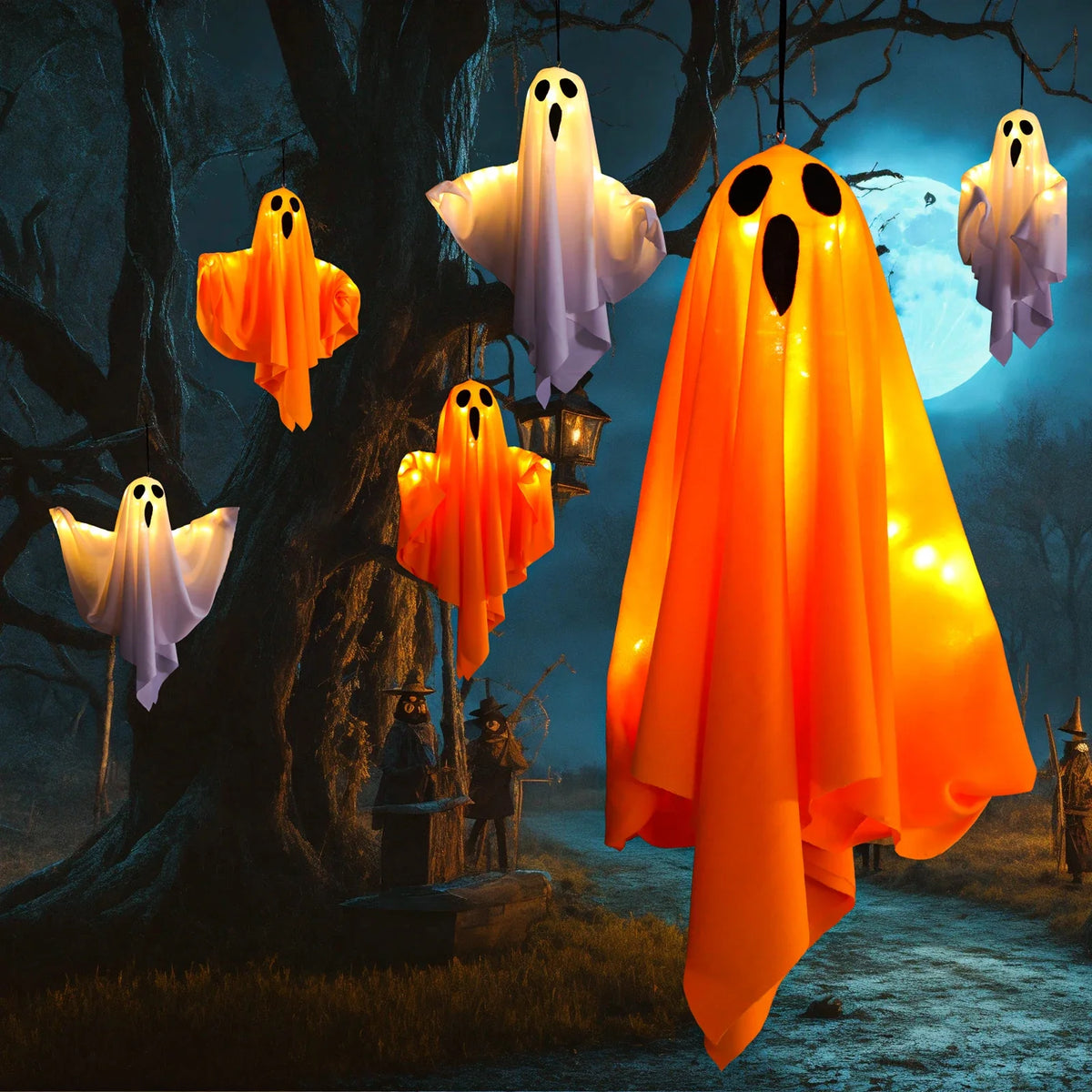 Halloween Decorations Outdoor Indoor Halloween Party Spooky Ghost String Lights LED Fairy Lights Yard Garden Interior Decorate