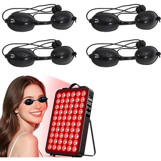 Red Light Therapy Glasses Half Clear Eye Protection for Tanning Bed and Laser Beauty See Through Safety Goggles for Sunbathing