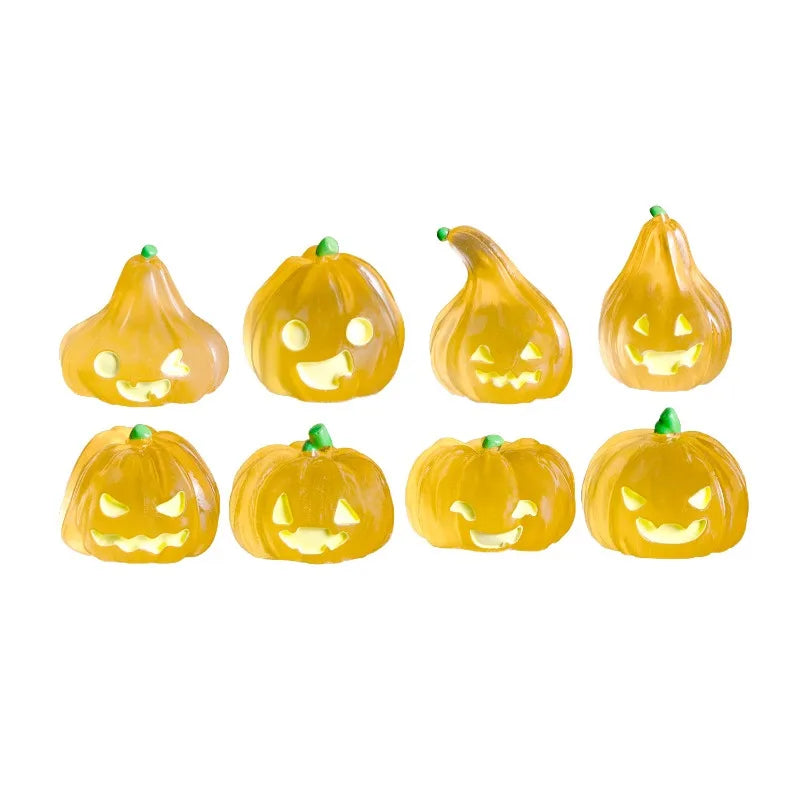 Halloween Luminous Pumpkin Decoration Cute DIY Expression Micro Landscape Small Desktop Ornaments Home Garden Figurines