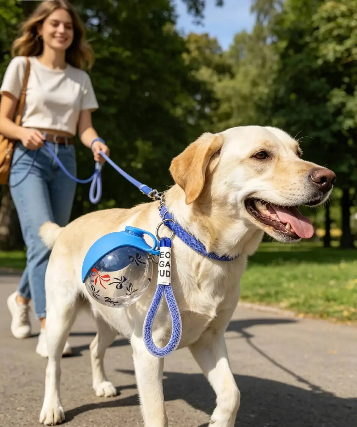 Plastic Dogs Cat Drinking Bottle with Lanyard Outdoor Foldable Water Dispensers Leak-proof Compact Travel Pet Water Bottle