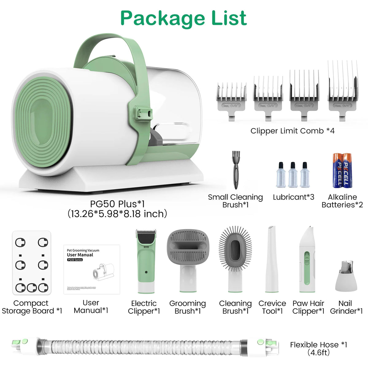 Pet Hair Remover ABS Vacuum and Brush Combo for Dogs and Cats-Multifunctional Electric Grooming Tool