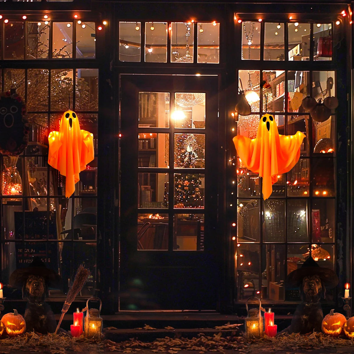Halloween Decorations Outdoor Indoor Halloween Party Spooky Ghost String Lights LED Fairy Lights Yard Garden Interior Decorate