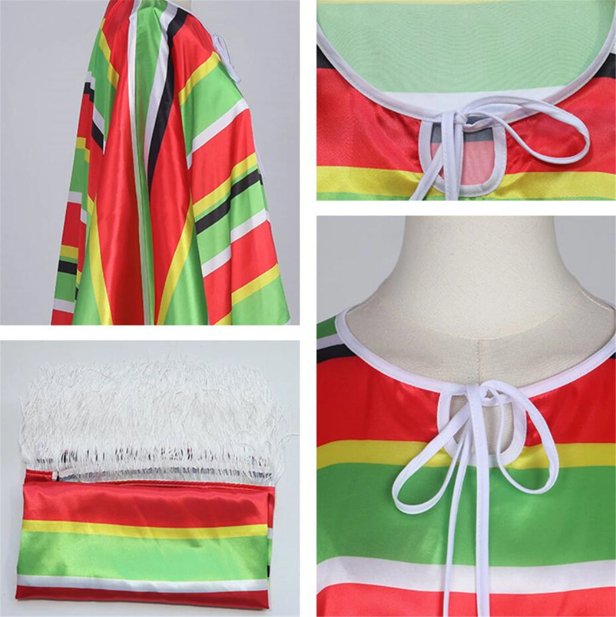 Halloween Cosplay Holiday Party Mexican Clothing Mexican Ethnic Costume Adult Mexican Floral Striped Capes Hat Set