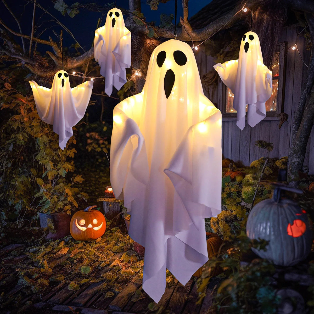 Halloween Decorations Outdoor Indoor Halloween Party Spooky Ghost String Lights LED Fairy Lights Yard Garden Interior Decorate