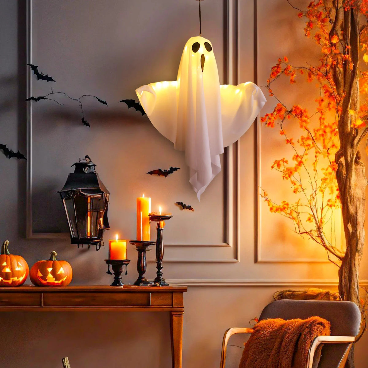 Halloween Decorations Outdoor Indoor Halloween Party Spooky Ghost String Lights LED Fairy Lights Yard Garden Interior Decorate
