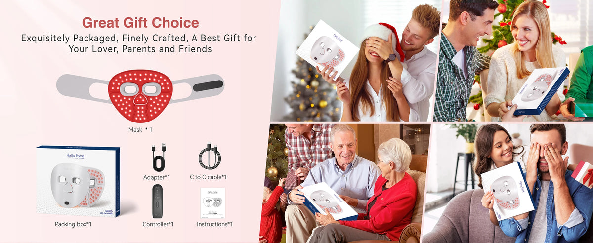 Hello Face M500S LED Red Light Therapy Mask 510K Near-Infrared Light Therapy Facial Mask Soft Wireless Portable PDT Device