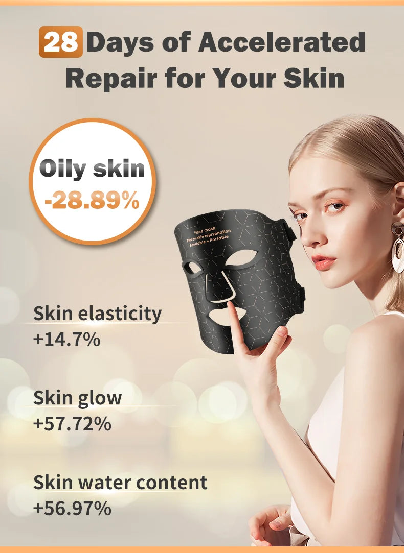 Red Light Face Mask 850Nm Near Infrared Therapy Light Therapy Skin Mask Led Therapy Mask At-Home LED Red Light Therapy Mask
