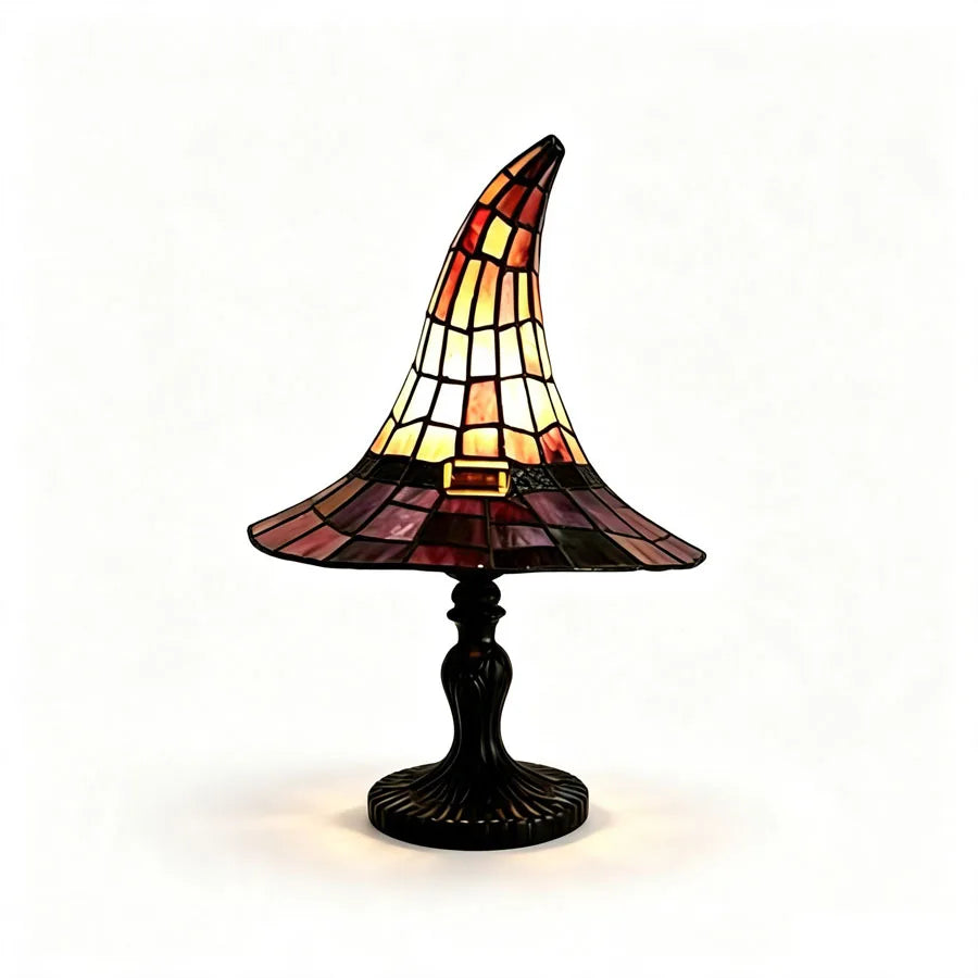 Halloween Witch Hat Magic LED Lights Resin Ornaments, USB Powered Decorative Night Light For Home Party Decor