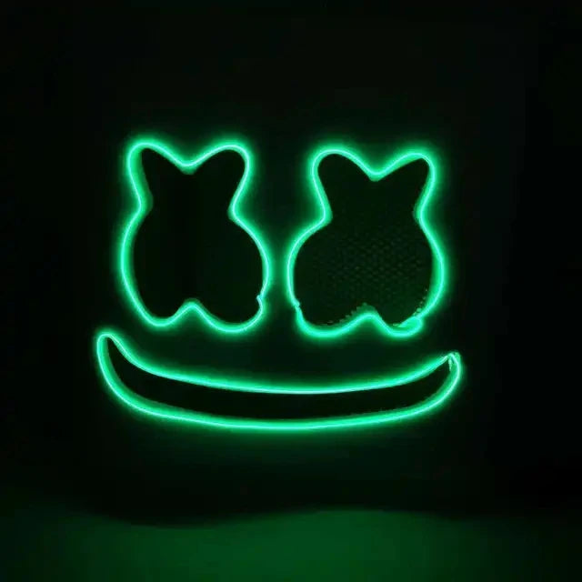 Halloween Light Up Mask Full Face LED Neon Marshmallow Mask Headgear Luminous DJ Music Festival Props Cosplay Rave Party Mask