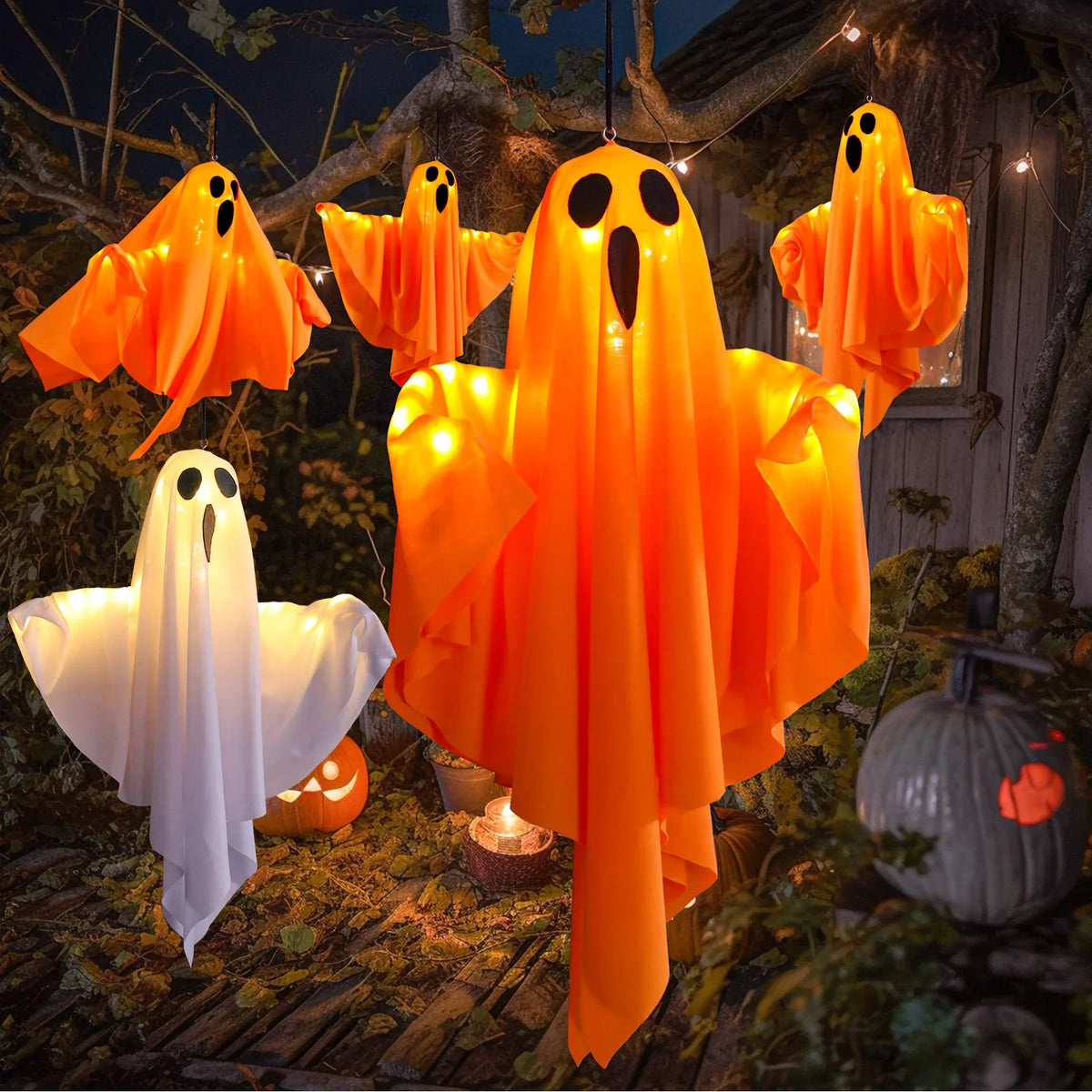 Halloween Decorations Outdoor Indoor Halloween Party Spooky Ghost String Lights LED Fairy Lights Yard Garden Interior Decorate