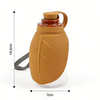 2-In-1 Leaf-shaped Pet Water Bottle 300ML Foldable Pet Water Dispenser with Lanyard Dog Outdoor Water Cup Pet Outdoor Activities