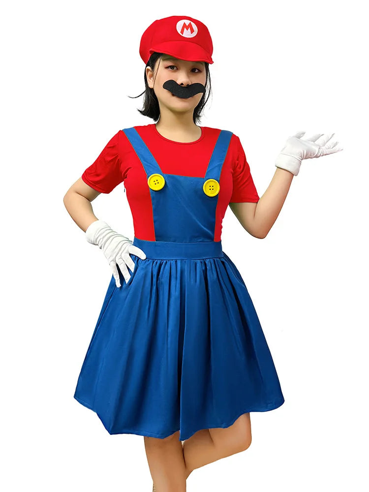 Halloween Carnival Theme Party Outfit Wholesale Women Red Green Skirt Costume Set With Hat Gloves Character Cosplay Clothing