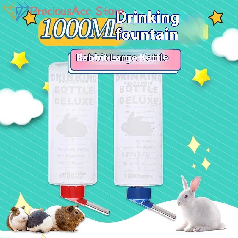 1000ml Large Water Bottle Pets Rabbit Pet Totoro Guinea Pig Water Pet Dispenser Cage Hangable Water Bottle Bowl Pet Supplies