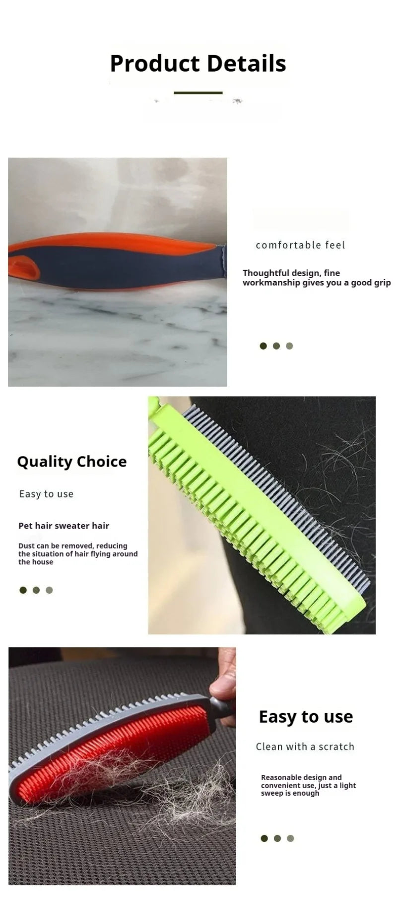 Pet Hair Remover Brush: Gentle Grooming Tool with Massage Effect for Dogs & Cats, Easy Clean Lint Brush for Clothes & Upholstery