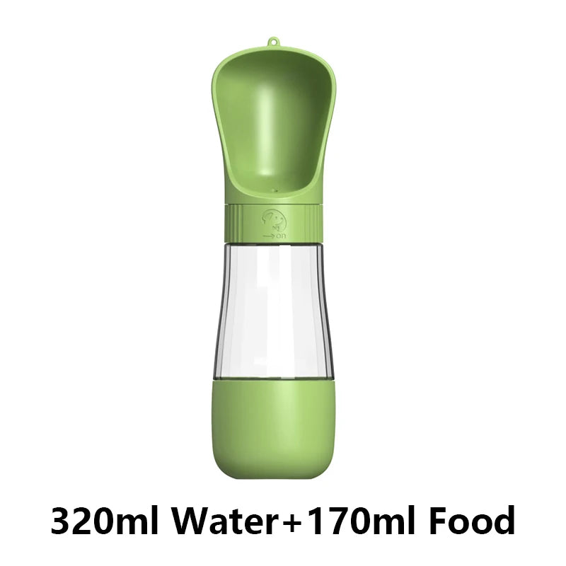 2-in-1 Portable Pet Water Bottle with Food Container - Foldable Travel Dispenser for Dogs & Cats Leakproof Outdoor Hydration