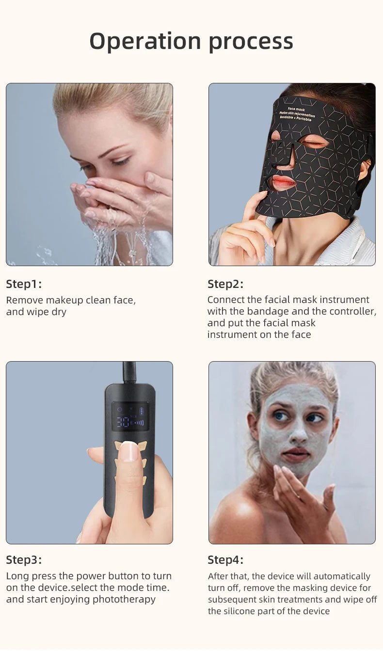Red Light Face Mask 850Nm Near Infrared Therapy Light Therapy Skin Mask Led Therapy Mask At-Home LED Red Light Therapy Mask