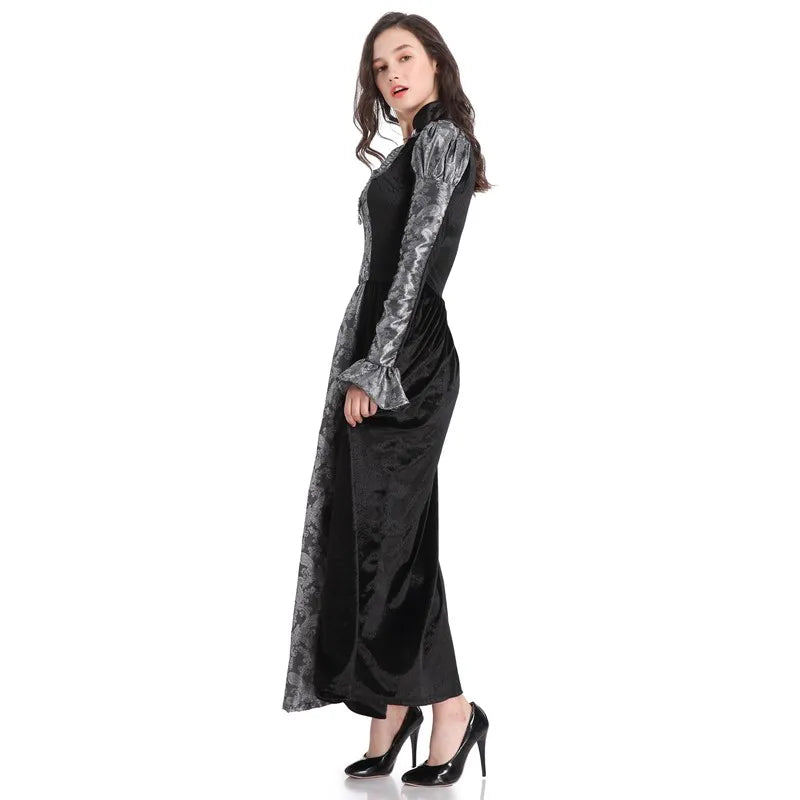 Halloween Day of the Dead Sexy European Medieval Retro Court Gothic Queen Evil Vampire Costume Carnival Party Devil Witch