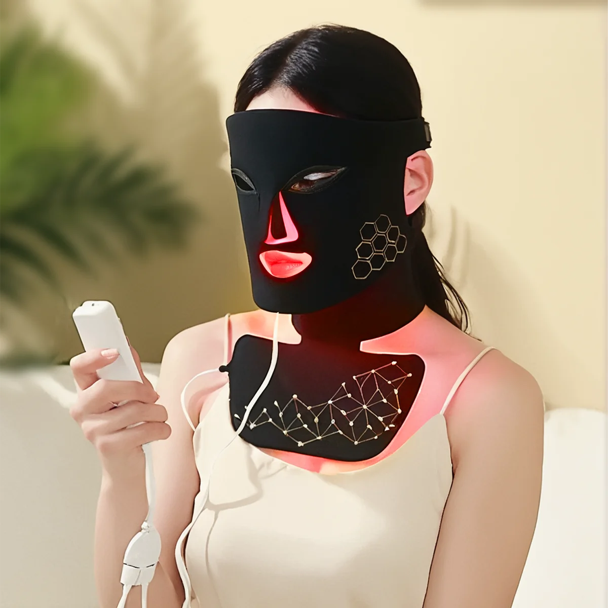 Hello Face Rechargeable Red Light Mask for Face & Neck  Infrared LED Mask Skincare Device for Skin vitality