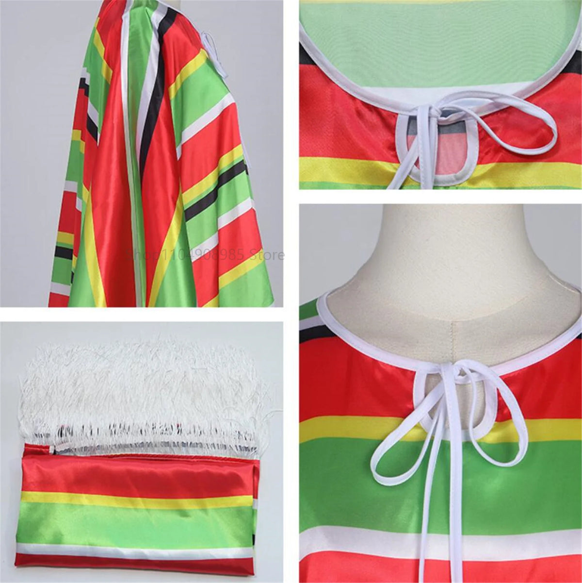 Halloween Cosplay Holiday Party Mexican Clothing Mexican Ethnic Costume Adult Mexican Floral Striped Capes Hat Set
