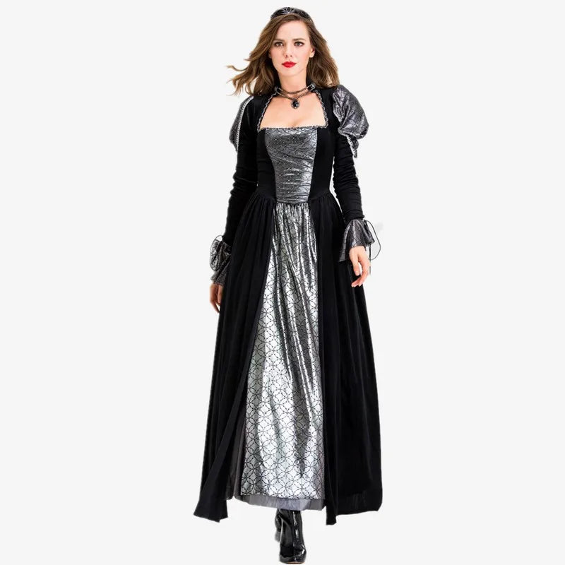 Halloween Day of the Dead Sexy European Medieval Retro Court Gothic Queen Evil Vampire Costume Carnival Party Devil Witch