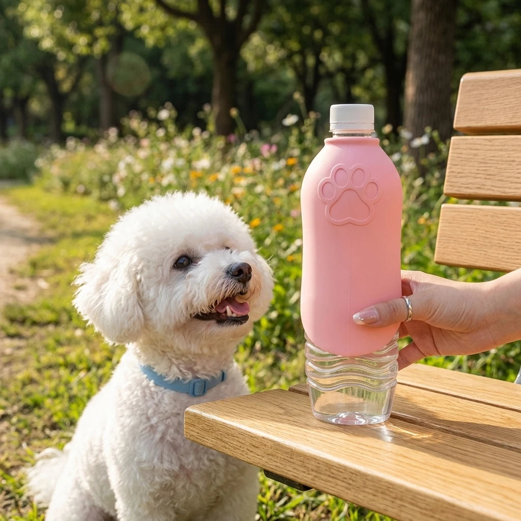 Portable Silicone Pet Water Bottle Outdoor Dog/Cat Travel Drinking Bowl Foldable Water Dispenser Interchangeable Bottle