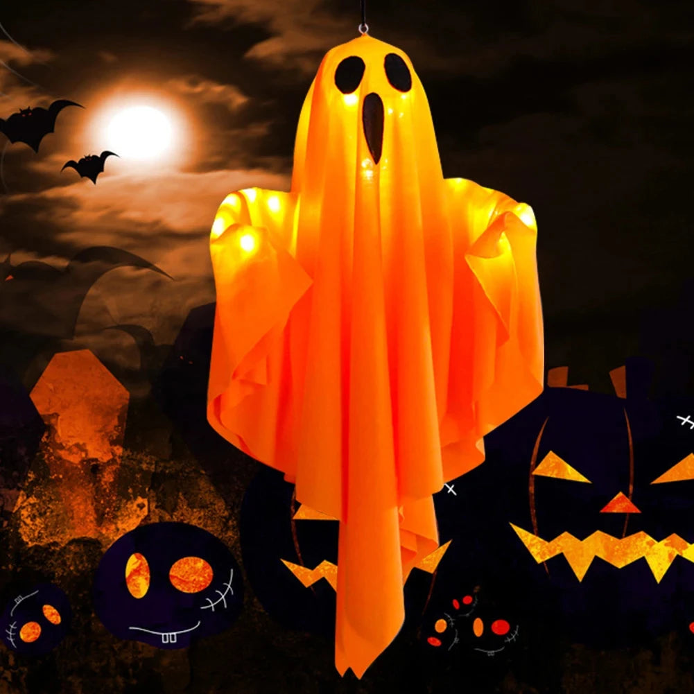 Halloween Glowing Ghost LED Hanging Ghosts Horror Props with Fairy Light Indoor Outdoor Haunted House Halloween Decoration