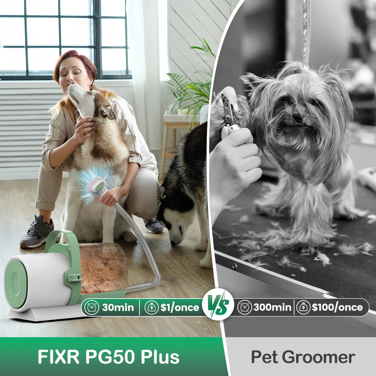 Pet Hair Remover ABS Vacuum and Brush Combo for Dogs and Cats-Multifunctional Electric Grooming Tool