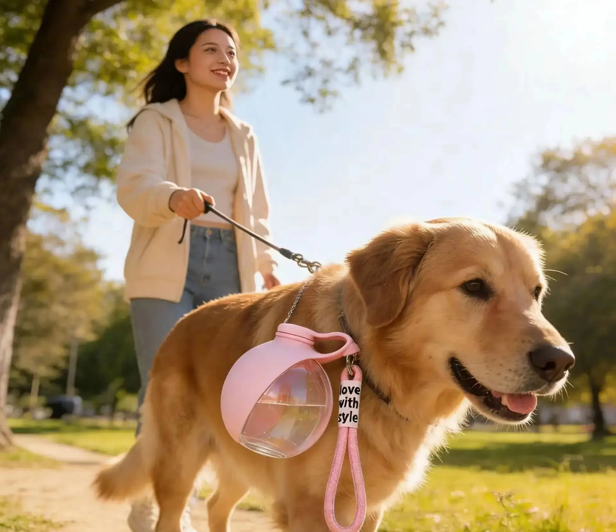 Plastic Dogs Cat Drinking Bottle with Lanyard Outdoor Foldable Water Dispensers Leak-proof Compact Travel Pet Water Bottle