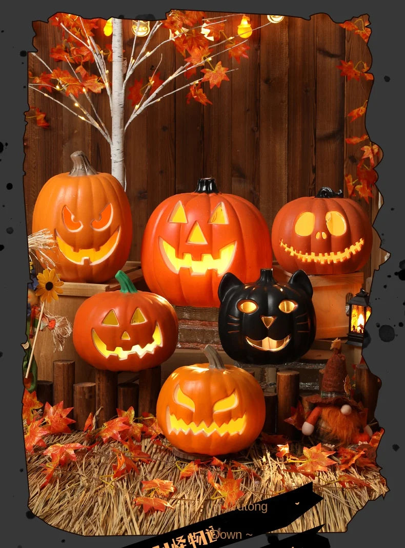 Halloween Pumpkin Lantern  Haunted House Decoration - Pumpkin Themed Luminous Decoration Props, Festive Party Atmosphere Lights