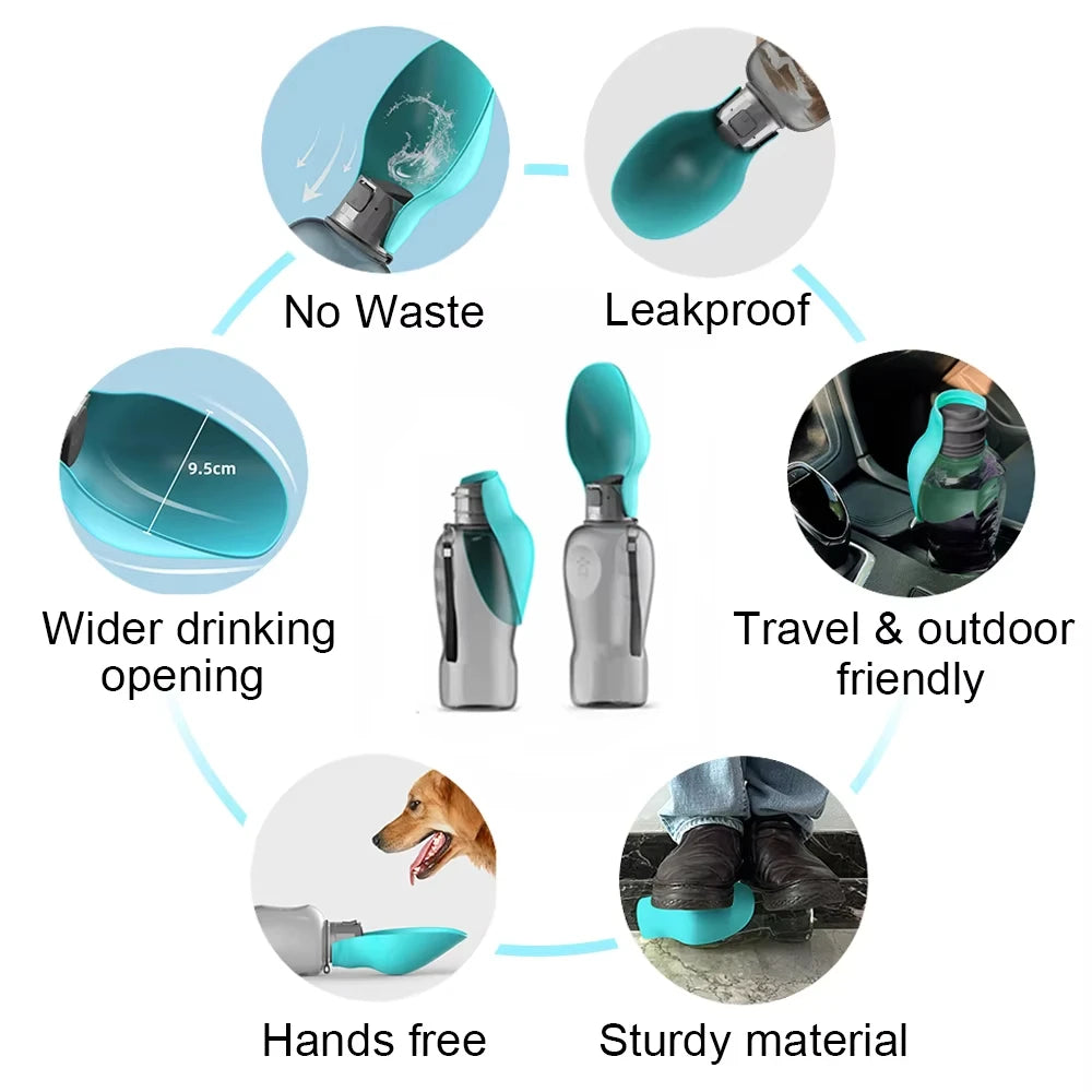 800ml Dog Water Bottle Travel Portable Water Dispenser for Small Medium Large Dogs Pet Drinking Bowls Labrador Feeder Supplies