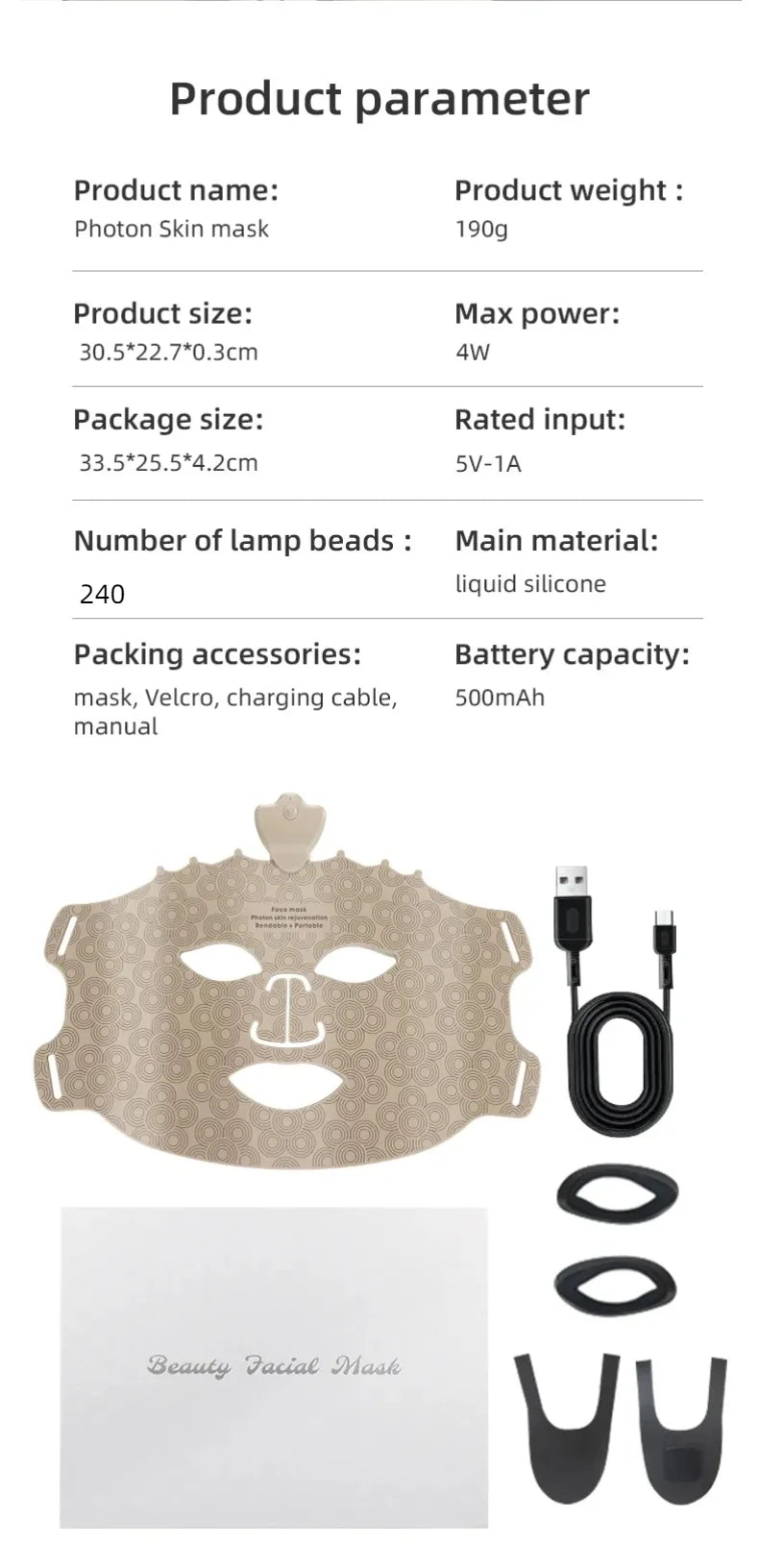 Silicone LED Face Mask 7 Color Red Light Therapy Mask Skin Care at Home with Eye Protection Cushion For Anti Aging Wrinkles